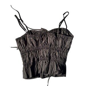 WAYF Black Ruched Bustier Crop Top XS